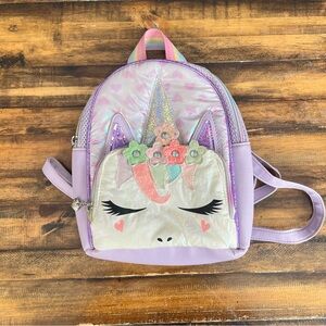 Sparkly Unicorn Kids Backpack - Purple and White - Small 10”